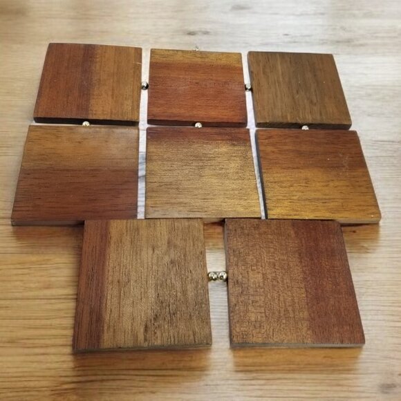 "Vintage 70s MCM Wood Coaster Set – Timeless Charm & Retro Style" w/ 8-Coasters - Picture 6 of 12
